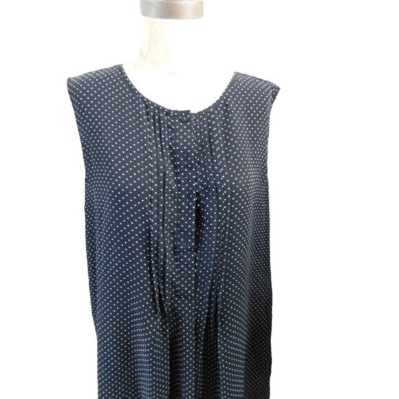 Max Studio Size M Medium Black White Mini Polka Dot Lined Flowy Dress - Picture 2 of 3